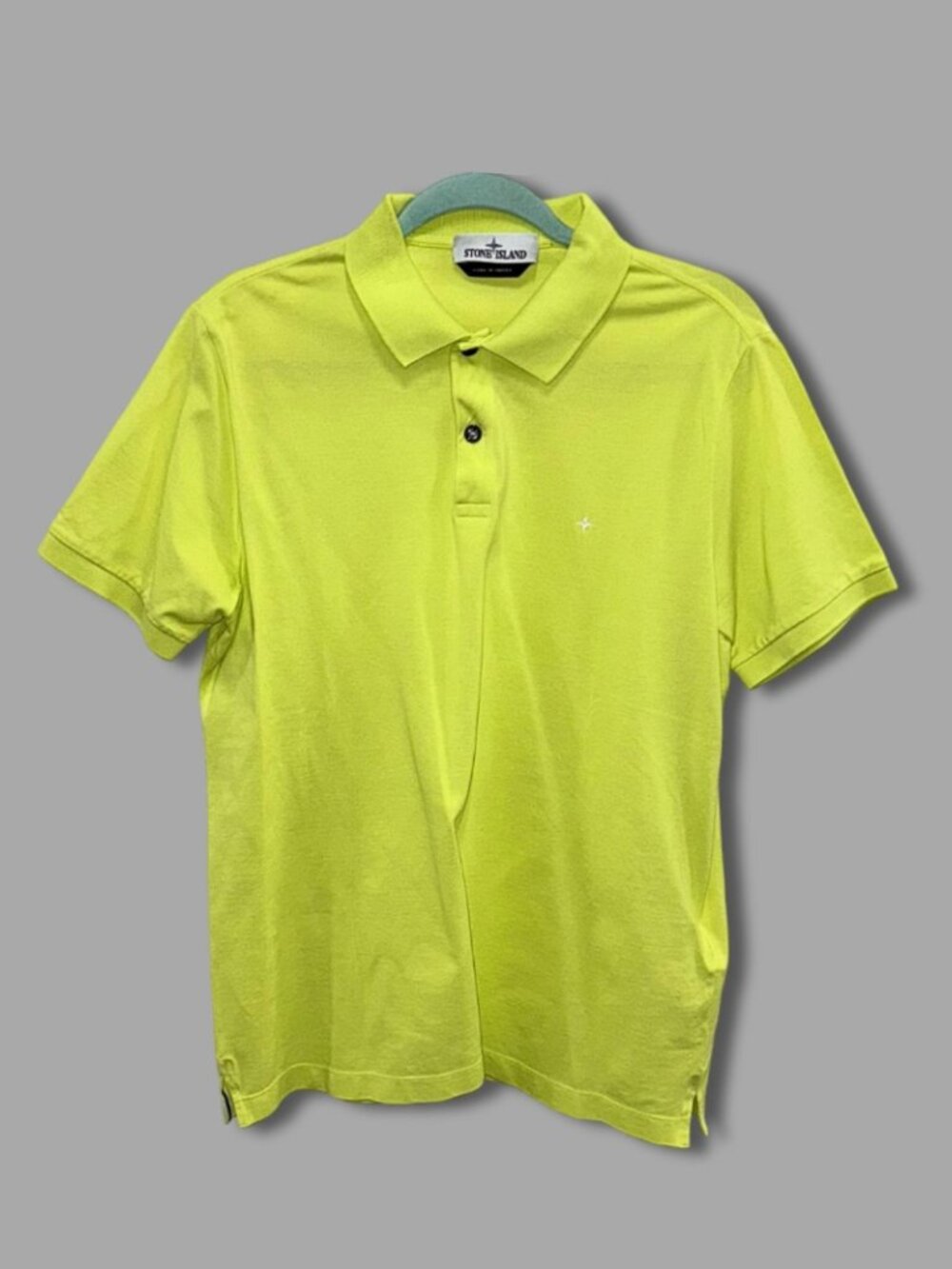 STONE ISLAND NEON GREEN CHEST LOGO SLIM POLO SHIRT